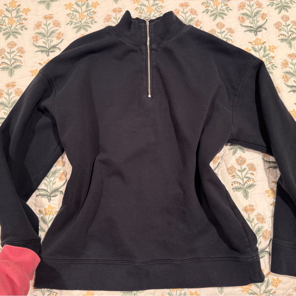 Women's Black Quarter-Zip Fleece Top